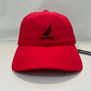 NAUTICA J-Class Adjustable Embroidered Cap- Red/Navy Sailboat Logo